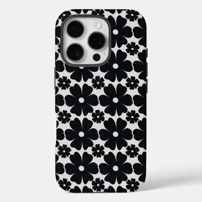 Minimalist black & white daisy pattern Case-Mate iPhone case (Back)