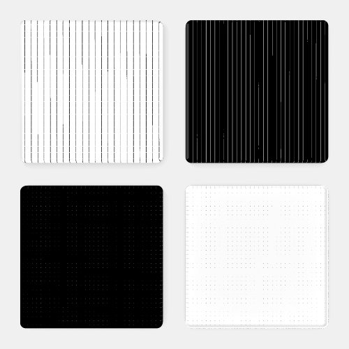 Minimalist black white dash lines stripes and dots coaster set