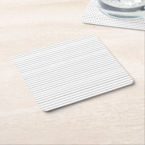 Minimalist black white dash lines stripes modern square paper coaster