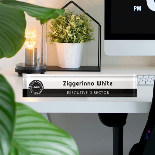 Minimalist Black, White Desk Name Plate (Creator Uploaded)
