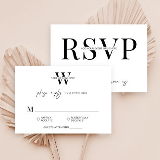 Minimalist Black & White Dinner Business Event RSVP Card