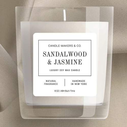 Minimalist Black  White Elegant Candle Label