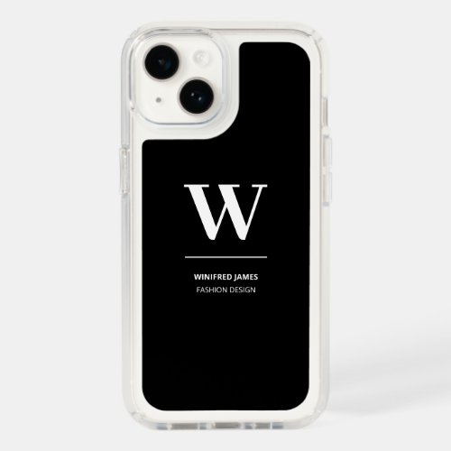 Minimalist Black  White Elegant Monogram w Name Speck iPhone 14 Case