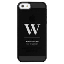 Minimalist Black & White Elegant Monogram w/ Name Clear iPhone SE/5/5s Case
