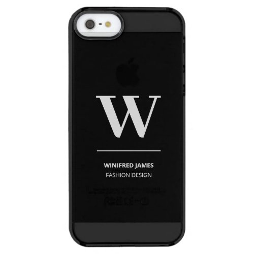 Minimalist Black  White Elegant Monogram w Name Clear iPhone SE55s Case