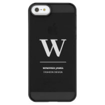 Minimalist Black & White Elegant Monogram w/ Name Permafrost iPhone SE/5/5s Case