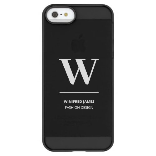 Minimalist Black  White Elegant Monogram w Name Permafrost iPhone SE55s Case