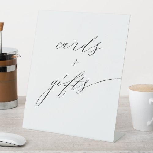 Minimalist Black White Elegant Script Cards Gifts Pedestal Sign