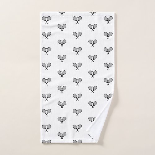 Minimalist Black  White Elegant Tennis Rackets  Hand Towel