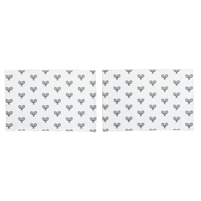 Minimalist Black & White Elegant Tennis Rackets  Pillow Case (Front-Set)