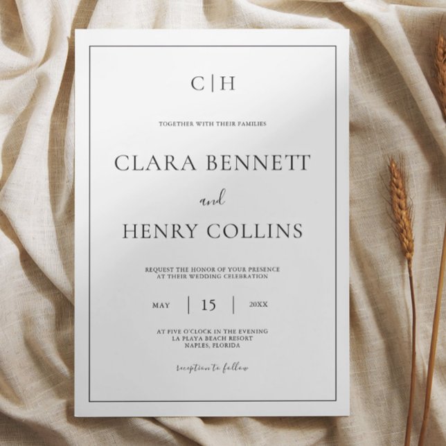 Minimalist Black White Elegant Wedding Invitation (Creator Uploaded)