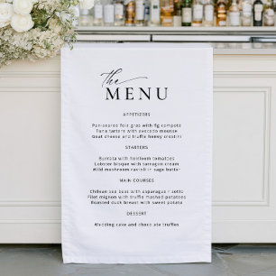 Minimalist Black & White Fabric Wedding Menu Sign