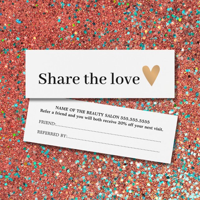 Minimalist Black White Faux Gold Heart Referral (Creator Uploaded)