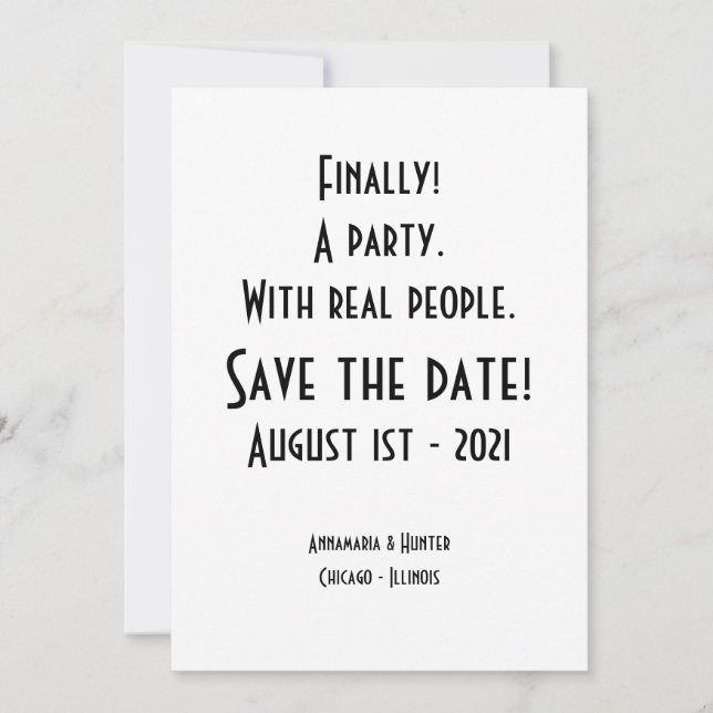 Minimalist Black & White Finally A Party  Invitation (Front)
