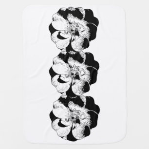 Minimalist Black & White Floral Baby Blanket