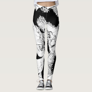 Minimalist Black & White Floral Women's Leggings