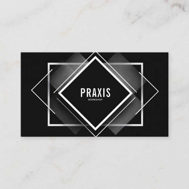 Minimalist Black White Geometric Diamond Modern Business Card (Front)