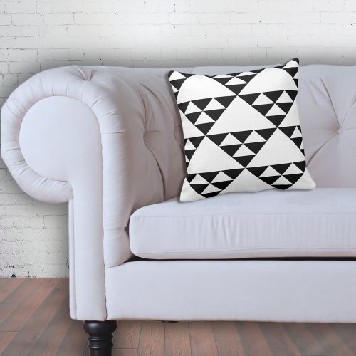 Minimalist Black  White Geometric Triangles  Throw Pillow