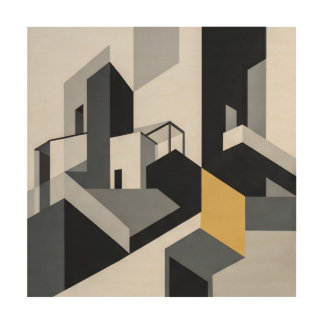 Minimalist Black White Geometric Wood Wall Art