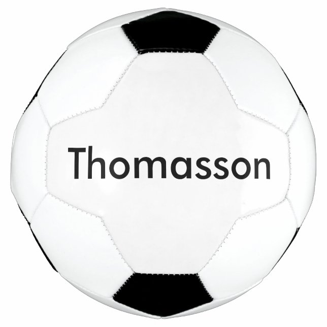 Minimalist Black White Gray Bold Personalized Name Soccer Ball (Front)