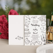 Minimalist Black & White Hand Drawn Doodle Wedding