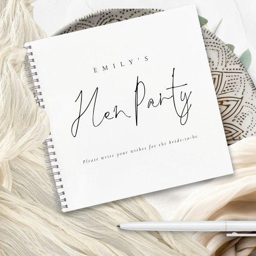 Minimalist Black White Hen Party Guest Book