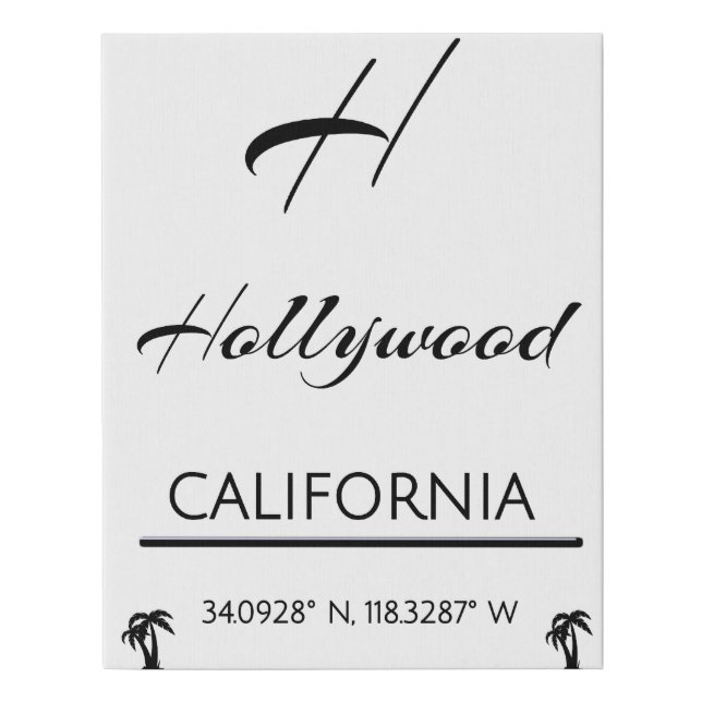 Minimalist Black & White Hollywood  Faux Canvas Print (Front)