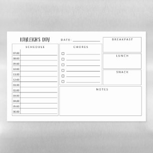Minimalist Black White Homeschooling Schedule Magnetic Dry Erase Sheet