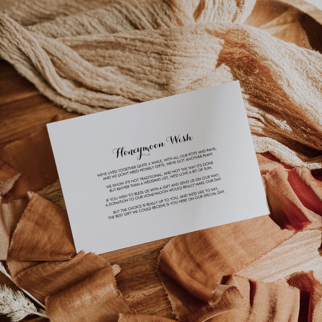 Minimalist Black White Honeymoon Wish  Enclosure Card (Creator Uploaded)