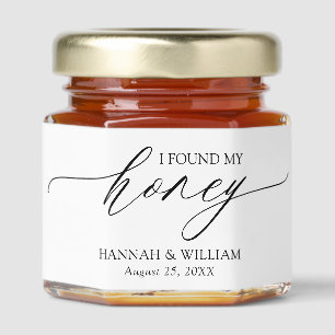 Minimalist Black & White I Found My Honey Wedding Honey Jar Favors