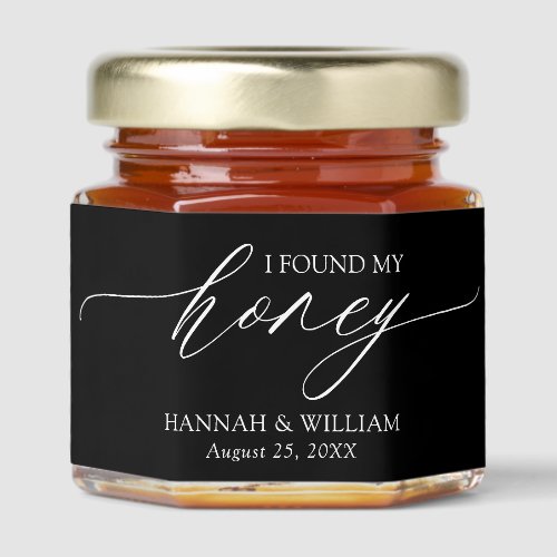 Minimalist Black & White I Found My Honey Wedding Jar Favors