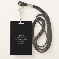 Black ID Card, Modern Minimalist Company Employee Badge