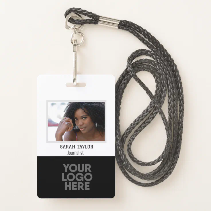 Minimalist Black White Id Card Company Employee Badge 