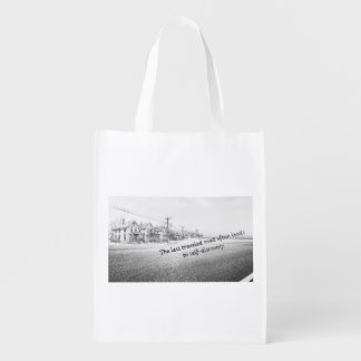 Minimalist Black & White Inspirational Wall Art Grocery Bag