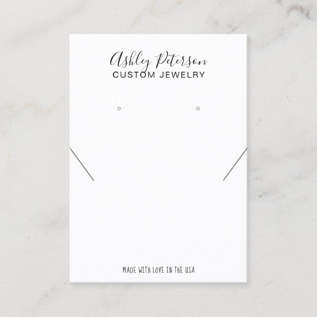 Minimalist black white  jewelry earring display business card (Front)