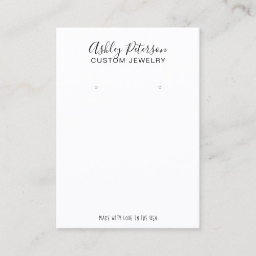 Minimalist black white jewelry earring display business card Minimalist black white jewelry earring display business card