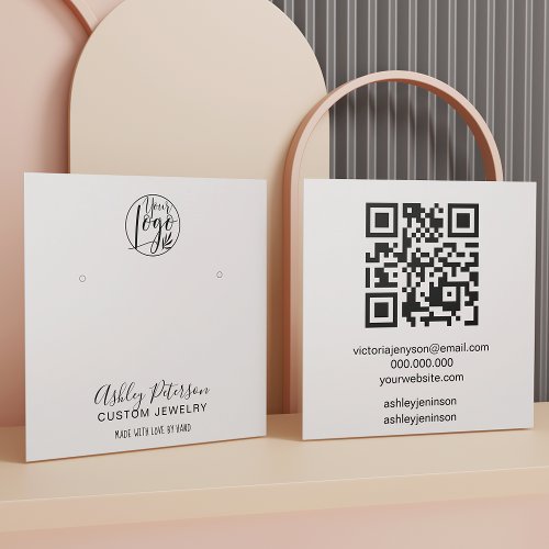 Minimalist black white  jewelry earring display square business card