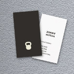 Minimalist Black White Kettlebell Personal Trainer Business Card<br><div class="desc">Minimalist fully customizable business card template. Elegant simple design with black and white colors,  kettle bell icon. 
Perfect for personal trainer.</div>