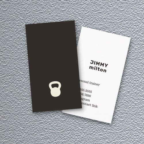 Minimalist Black White Kettlebell Personal Trainer Business Card