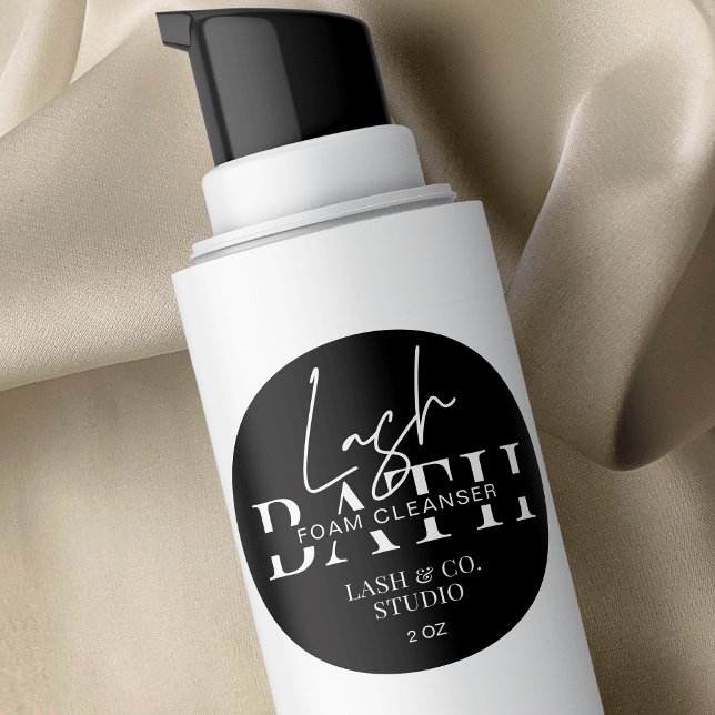 Minimalist Black & White Lash Extensions Cleanser Classic Round Sticker (Creator Uploaded)