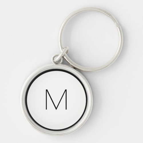 Minimalist Black White Letter Monogram Modern Keychain