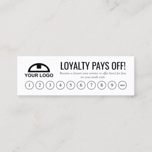 Minimalist Black  White Loyalty Punch Card Logo