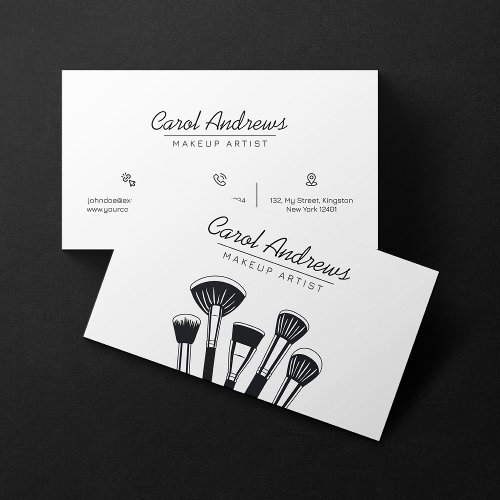 Minimalist Black White Makeup Artist Lashes Brows Business Card