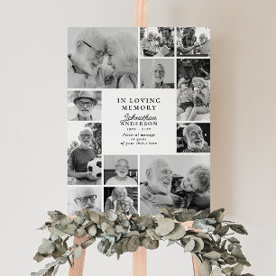 Minimalist Black & White Memorial 12-Photo Display Foam Board