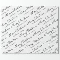 Cute Simple Black And White Christmas Tree Wrapping Paper