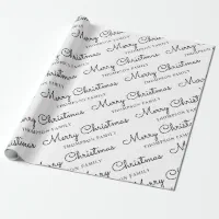 Black and White Merry Christmas Wrapping Paper