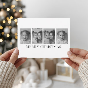 Minimalist Black & White Merry Christmas Photo  Holiday Postcard