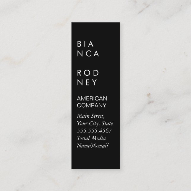 Minimalist (Black / White) Mini Business Card (Front)