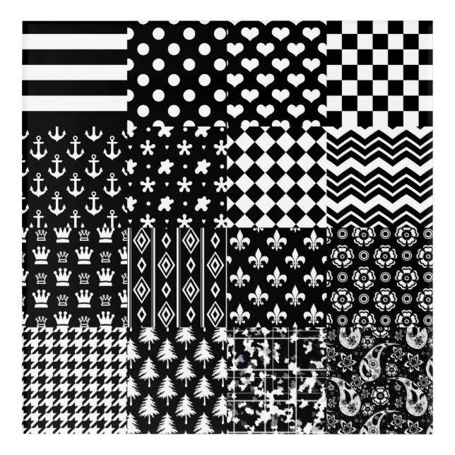 Minimalist Black White Mixed Pattern Style  Acrylic Print (Front)