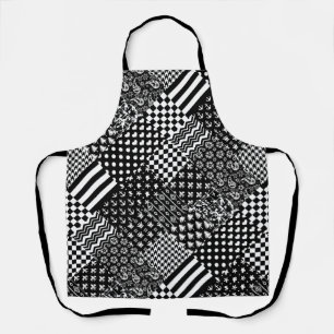 Minimalist Black White Mixed Pattern Style Apron